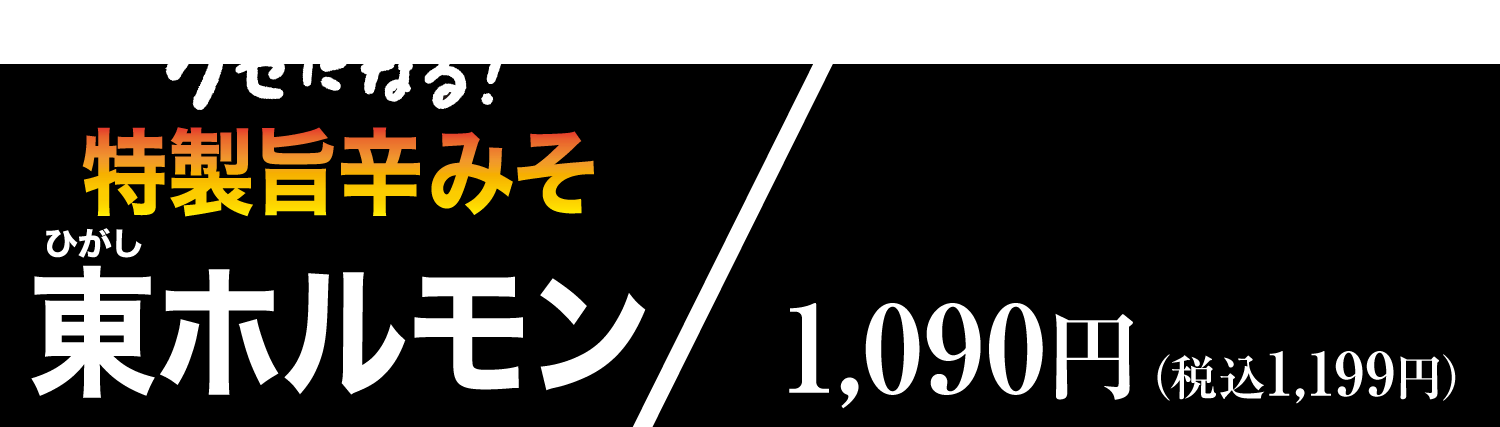 クセになる！特製旨辛みそ東ホルモン 1,090円（税込1,199円）